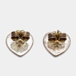 Pre Owned Tiffany & Co. Return To Tiffany Mini Heart Tag Sterling Silver Stud Earrings