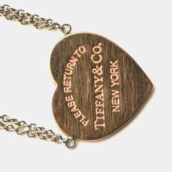 Tiffany & Co. Return to Tiffany Rubedo Heart Tag Silver Double Chain Necklace