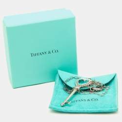 Pre Owned Tiffany & Co. Tiffany Keys Enamel Silver Beaded Heart Key Pendant Necklace