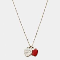 Tiffany & Co. Return to Tiffany Enamel Double Heart Sterling Silver Necklace