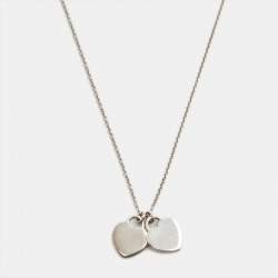 Tiffany & Co. Return to Tiffany Enamel Double Heart Sterling Silver Necklace