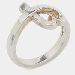 Pre Owned Tiffany & Co. Paloma Picasso Loving Heart Silver Ring Size 53