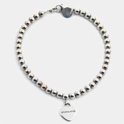 Tiffany & Co. Return To Tiffany  Heart Tag Sterling Silver Beaded Bracelet