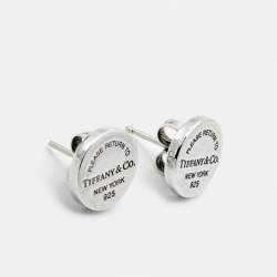 Pre Owned Tiffany & Co. Return To Tiffany Round Tag Sterling Silver Earrings