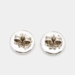 Pre Owned Tiffany & Co. Return To Tiffany Round Tag Sterling Silver Earrings