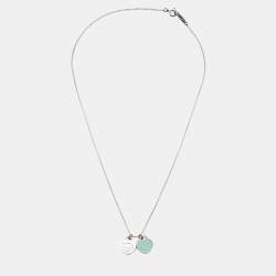 Tiffany & Co. Return To Tiffany Blue Enamel Double Heart Tag Pendant Necklace