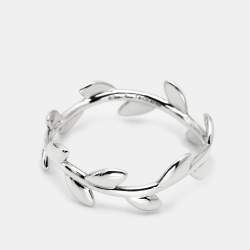 Pre Owned Tiffany & Co. Paloma Picasso Olive Leaf Sterling Silver Ring Size 55