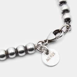 Pre Owned Tiffany & Co. Return to Tiffany Enamel Heart Tag Sterling Silver Beaded Bracelet