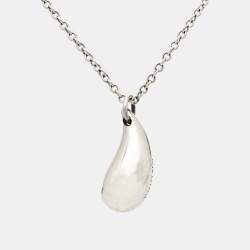 Pre Owned Tiffany & Co. Elsa Peretti Drop Motif Sterling Silver Pendant Necklace