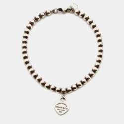 Pre Owned Tiffany & Co. Return To Tiffany Love Heart Tag Enamel Sterling Silver Beaded Bracelet