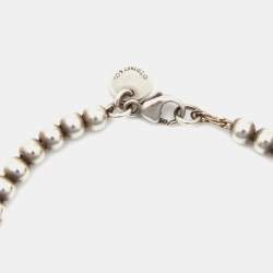 Pre Owned Tiffany & Co. Return To Tiffany Love Heart Tag Enamel Sterling Silver Beaded Bracelet