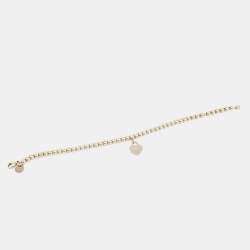 Pre Owned Tiffany & Co. Return to Tiffany Heart Charm Sterling Silver Beaded Bracelet