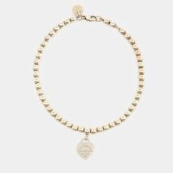 Pre Owned Tiffany & Co. Return to Tiffany Heart Charm Sterling Silver Beaded Bracelet