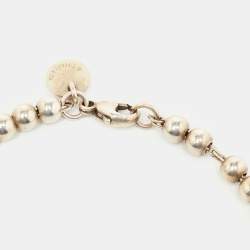 Pre Owned Tiffany & Co. Return to Tiffany Heart Charm Sterling Silver Beaded Bracelet
