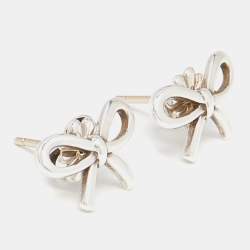 Pre Owned Tiffany & Co. Bow Sterling Silver Stud Earrings 