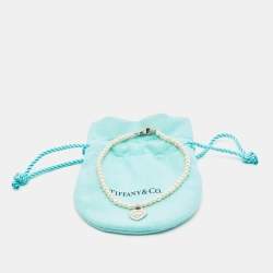 Tiffany & Co. Return To Tiffany Cultured Pearl Sterling Silver Heart Tag Bracelet