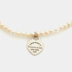 Tiffany & Co. Return To Tiffany Cultured Pearl Sterling Silver Heart Tag Bracelet