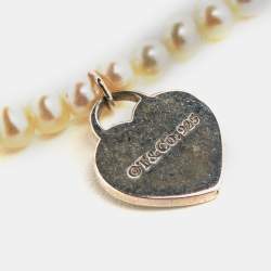 Tiffany & Co. Return To Tiffany Cultured Pearl Sterling Silver Heart Tag Bracelet