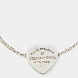 Pre Owned Tiffany & Co. Return To Tiffany Love Heart Tag Diamond Sterling Silver Bracelet