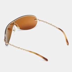 Tiffany & Co. Gold Tone/Brown Crystal TF3008-B Shield Sunglasses
