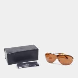 Tiffany & Co. Gold Tone/Brown Crystal TF3008-B Shield Sunglasses