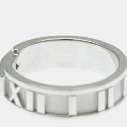 Pre Owned Tiffany & Co. 18K White Gold and Diamond Atlas Diamond Open Band Ring EU 50
