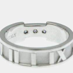 Pre Owned Tiffany & Co. 18K White Gold and Diamond Atlas Diamond Open Band Ring EU 50