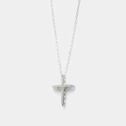 Pre Owned Tiffany & Co. Platinum and Diamond Cross Pendant Necklace