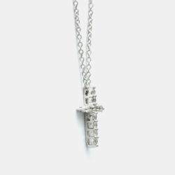Pre Owned Tiffany & Co. Platinum and Diamond Cross Pendant Necklace