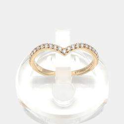 Pre Owned Tiffany & Co. 18K Rose Gold Diamonds Soleste V Ring EU 53