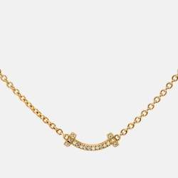 Pre Owned Tiffany & Co. T Smile Mini Diamond 18k Yellow Gold Bracelet
