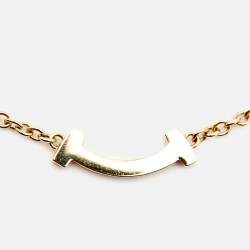 Pre Owned Tiffany & Co. T Smile Mini Diamond 18k Yellow Gold Bracelet