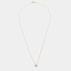 Pre Owned Tiffany & Co. Fleur De Lis Diamond 18k Yellow Gold Necklace