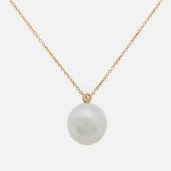 Pre Owned Tiffany & Co. Tiffany South Sea Nobel Cultured Pearl Diamond 18k Rose Gold Necklace