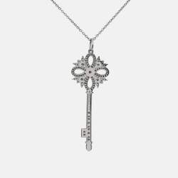 Pre Owned Tiffany & Co. Tiffany Victoria Key Ruby Diamond Platinum Pendant Necklace