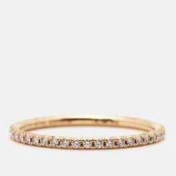 Pre Owned Tiffany & Co. Tiffany Metro Diamond 18k Rose Gold Ring Size 53
