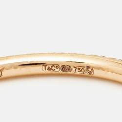 Pre Owned Tiffany & Co. Tiffany Metro Diamond 18k Rose Gold Ring Size 53