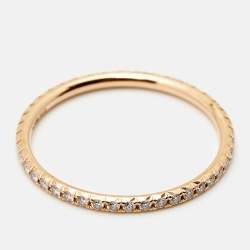 Pre Owned Tiffany & Co. Tiffany Metro Diamond 18k Rose Gold Ring Size 53