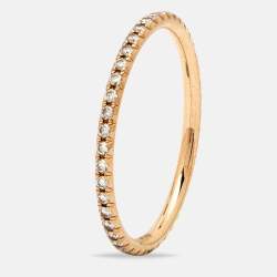 Pre Owned Tiffany & Co. Tiffany Metro Diamond 18k Rose Gold Ring Size 53