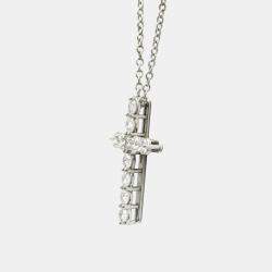 Pre Owned Tiffany & Co. Platinum and Diamond Cross Pendant Necklace