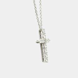 Pre Owned Tiffany & Co. Platinum and Diamond Cross Pendant Necklace