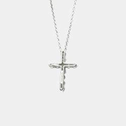 Pre Owned Tiffany & Co. Platinum and Diamond Cross Pendant Necklace