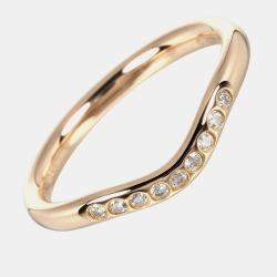 Tiffany & Co. 18K Rose Gold and Diamond Elsa Peretti Curved Band Ring EU 47