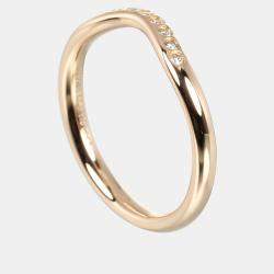 Tiffany & Co. 18K Rose Gold and Diamond Elsa Peretti Curved Band Ring EU 47