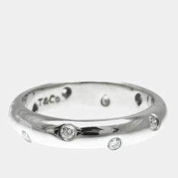 Pre Owned Tiffany & Co. Platinum and Diamond Etoile Band Ring EU 51