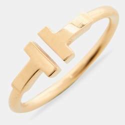 Pre Owned Tiffany & Co. Tiffany T Wire 18k Rose Gold Ring Size 53