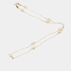 Pre Owned Tiffany & Co. 18K Rose Gold and Pearl Elsa Peretti Pearls by the Yard Station Necklace