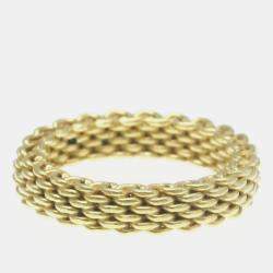 Tiffany & Co. 18K Yellow Gold Somerset Mesh Band Ring EU 46