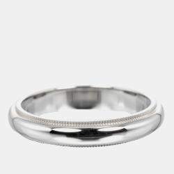 Tiffany & Co. Platinum Milgrain Band Ring EU 57