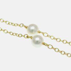 مملوكة مسبقًا Tiffany & Co. 18K Yellow Gold and Pearl Station Necklace